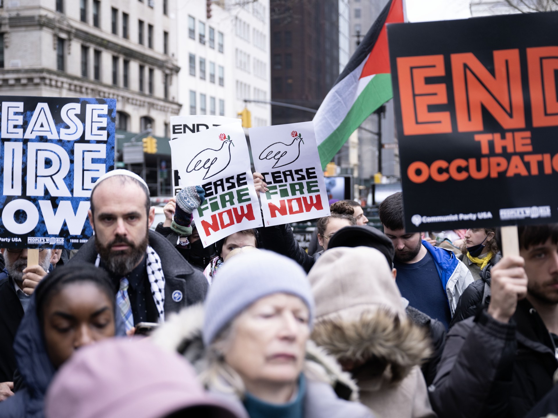 بالصور.. مظاهرة مؤيدة لفلسطين بنيويورك لـ24 ساعة متواصلة | أخبار – البوكس نيوز
