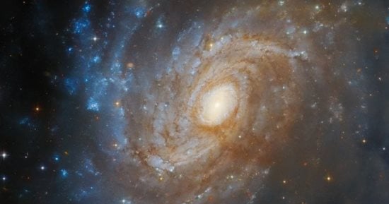 تكنولوجيا  – تلسكوب هابل يرصد مجرة ​​لامعة تنبثق من خلف سديم مظلم