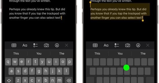 تكنولوجيا  – كيفية تسريع عملية تحرير النص باستخدام لوحة التتبع المخفية فى iPhone