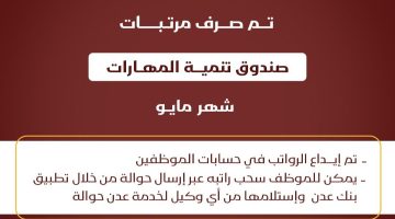 بنك عدن يعلن صرف مرتبات صندوق تنمية المهارات لشهر مايو