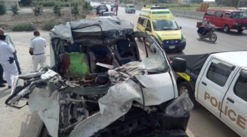 إصابة 3 أشخاص في تصادم 5 سيارات على محور 30 يونيو